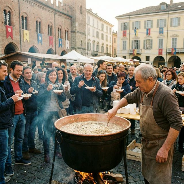 Tradizione e convivialità in piazza a Vercelli.